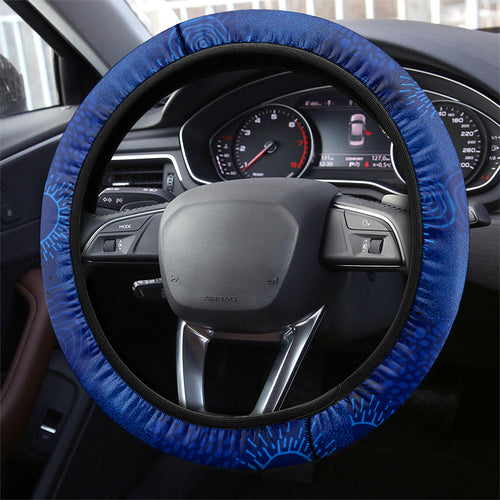 60th Birthday Aboriginal Art Steering Wheel Cover Indigenous Dot Painting Vintage Sun Lizard
