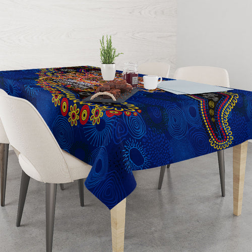 Personalized 60th Birthday Aboriginal Art Tablecloth Indigenous Dot Painting Vintage Sun Lizard
