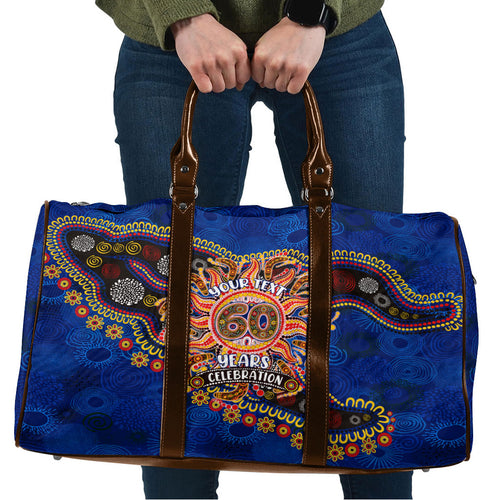 Personalized 60th Birthday Aboriginal Art Travel Bag Indigenous Dot Painting Vintage Sun Lizard