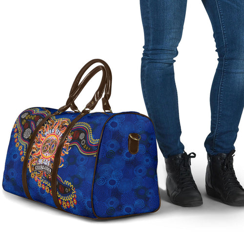 Personalized 60th Birthday Aboriginal Art Travel Bag Indigenous Dot Painting Vintage Sun Lizard