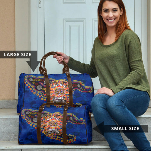 Personalized 60th Birthday Aboriginal Art Travel Bag Indigenous Dot Painting Vintage Sun Lizard