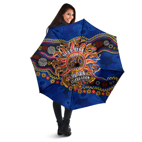 Personalized 60th Birthday Aboriginal Art Umbrella Indigenous Dot Painting Vintage Sun Lizard