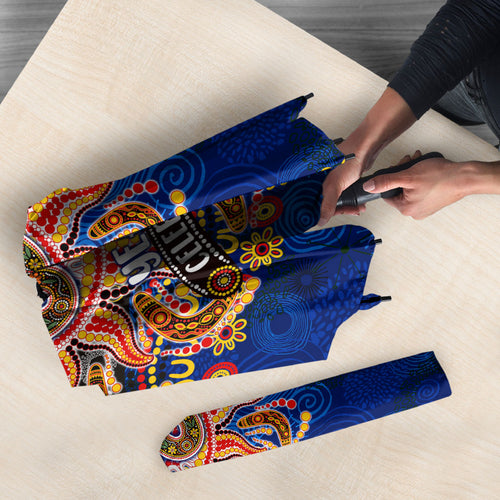 Personalized 60th Birthday Aboriginal Art Umbrella Indigenous Dot Painting Vintage Sun Lizard