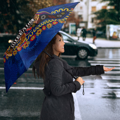 Personalized 60th Birthday Aboriginal Art Umbrella Indigenous Dot Painting Vintage Sun Lizard
