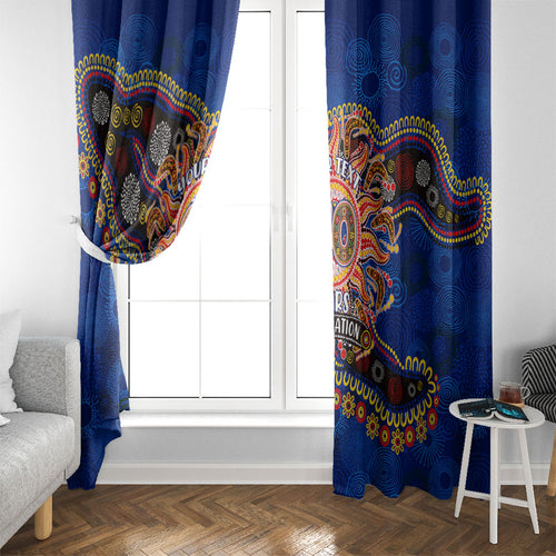 Personalized 60th Birthday Aboriginal Art Window Curtain Indigenous Dot Painting Vintage Sun Lizard