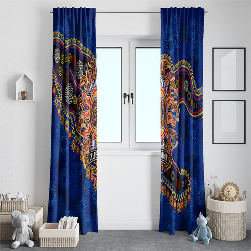 Personalized 60th Birthday Aboriginal Art Window Curtain Indigenous Dot Painting Vintage Sun Lizard