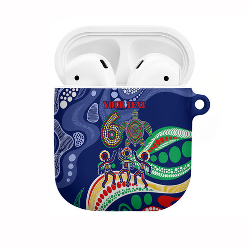 Personalized 60th Birthday Aboriginal Art AirPods Case Indigenous Sea Turtle Dot Painting Cultural Dancing