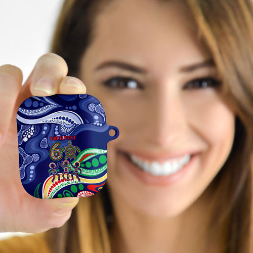 Personalized 60th Birthday Aboriginal Art AirPods Case Indigenous Sea Turtle Dot Painting Cultural Dancing