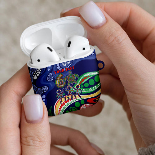 Personalized 60th Birthday Aboriginal Art AirPods Case Indigenous Sea Turtle Dot Painting Cultural Dancing