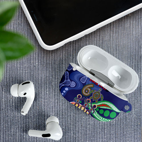 Personalized 60th Birthday Aboriginal Art AirPods Case Indigenous Sea Turtle Dot Painting Cultural Dancing