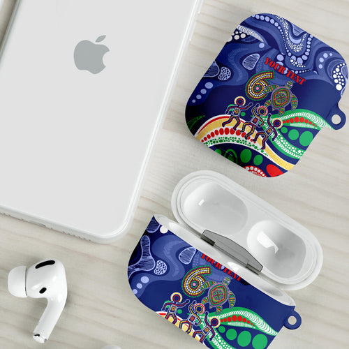 Personalized 60th Birthday Aboriginal Art AirPods Case Indigenous Sea Turtle Dot Painting Cultural Dancing
