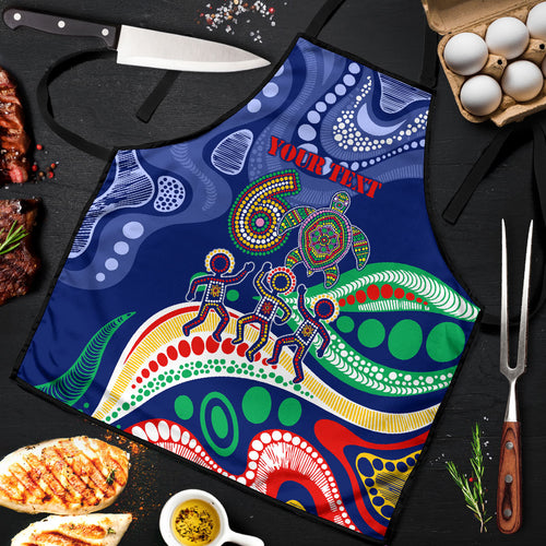 Personalized 60th Birthday Aboriginal Art Apron Indigenous Sea Turtle Dot Painting Cultural Dancing