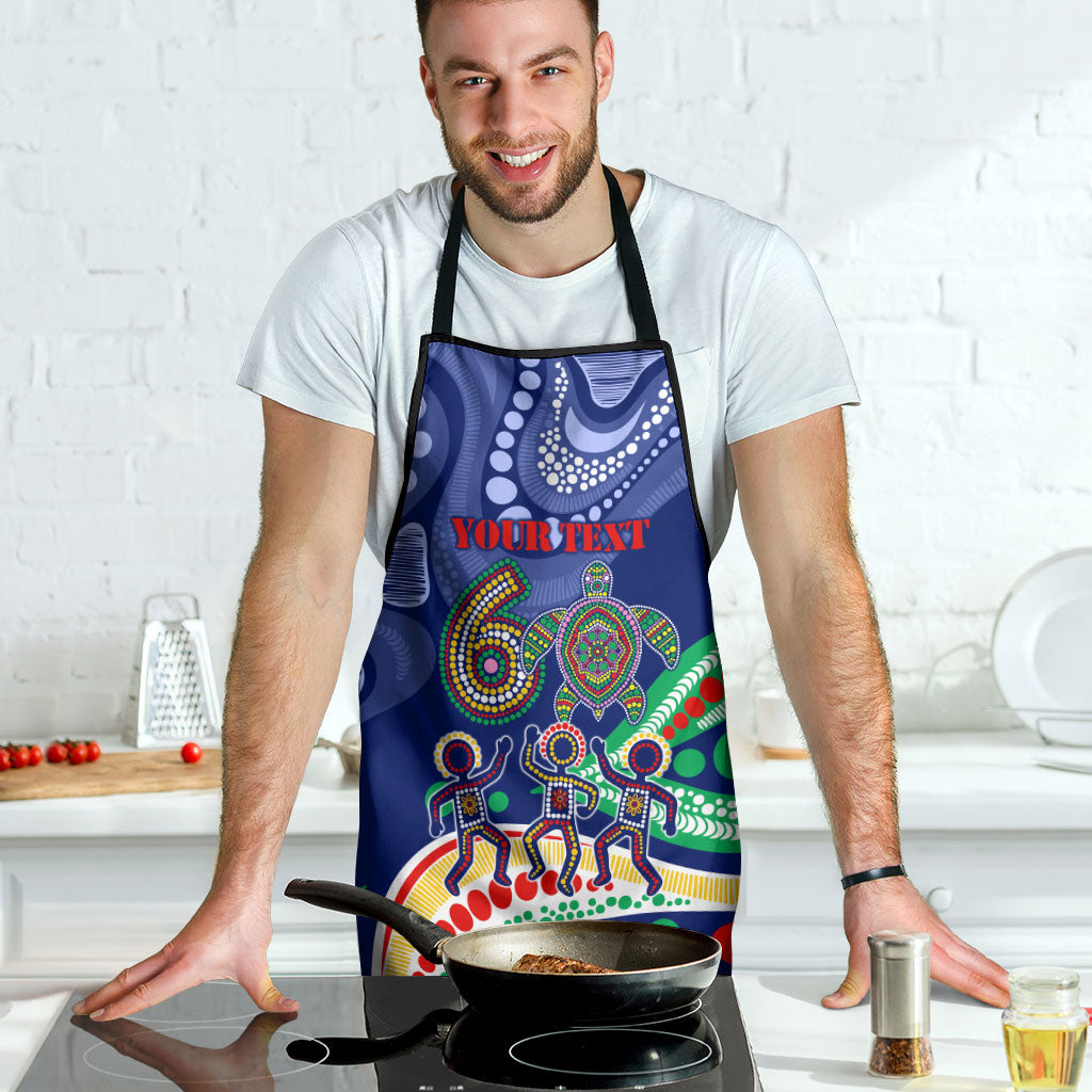Personalized 60th Birthday Aboriginal Art Apron Indigenous Sea Turtle Dot Painting Cultural Dancing