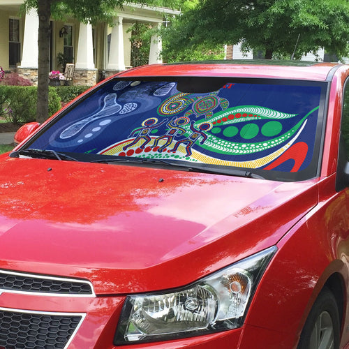 Personalized 60th Birthday Aboriginal Art Auto Sun Shade Indigenous Sea Turtle Dot Painting Cultural Dancing