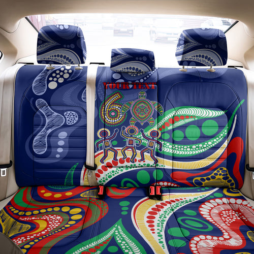 Personalized 60th Birthday Aboriginal Art Back Car Seat Cover Indigenous Sea Turtle Dot Painting Cultural Dancing