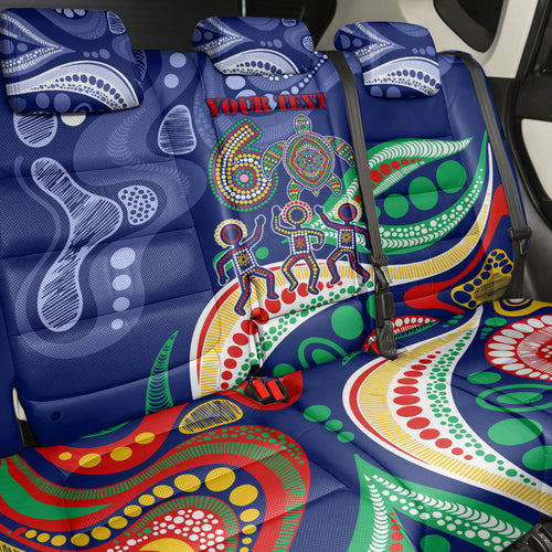 Personalized 60th Birthday Aboriginal Art Back Car Seat Cover Indigenous Sea Turtle Dot Painting Cultural Dancing