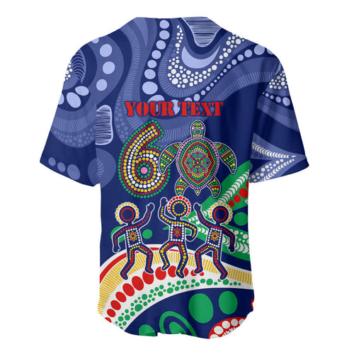 Personalized 60th Birthday Aboriginal Art Baseball Jersey Indigenous Sea Turtle Dot Painting Cultural Dancing