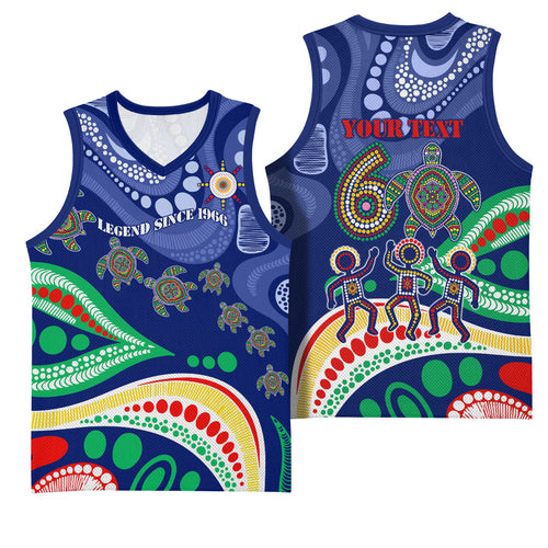 Personalized 60th Birthday Aboriginal Art Basketball Jersey Indigenous Sea Turtle Dot Painting Cultural Dancing