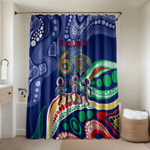 Personalized 60th Birthday Aboriginal Art Bathroom Set Indigenous Sea Turtle Dot Painting Cultural Dancing