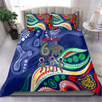 Personalized 60th Birthday Aboriginal Art Bedding Set Indigenous Sea Turtle Dot Painting Cultural Dancing