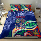 Personalized 60th Birthday Aboriginal Art Bedding Set Indigenous Sea Turtle Dot Painting Cultural Dancing