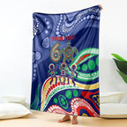 Personalized 60th Birthday Aboriginal Art Blanket Indigenous Sea Turtle Dot Painting Cultural Dancing
