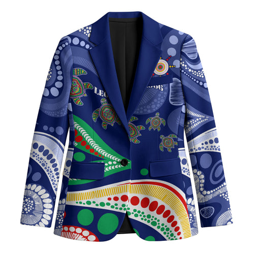 Personalized 60th Birthday Aboriginal Art Blazer Indigenous Sea Turtle Dot Painting Cultural Dancing