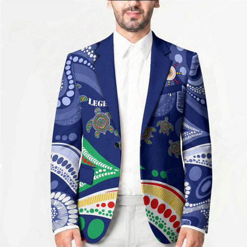Personalized 60th Birthday Aboriginal Art Blazer Indigenous Sea Turtle Dot Painting Cultural Dancing