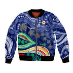 Personalized 60th Birthday Aboriginal Art Bomber Jacket Indigenous Sea Turtle Dot Painting Cultural Dancing
