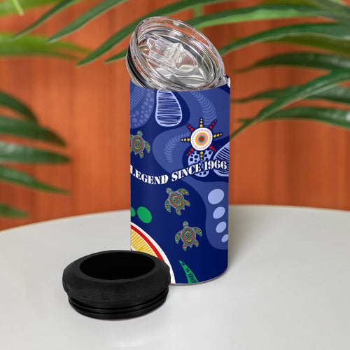 Personalized 60th Birthday Aboriginal Art 4 in 1 Can Cooler Tumbler Indigenous Sea Turtle Dot Painting Cultural Dancing