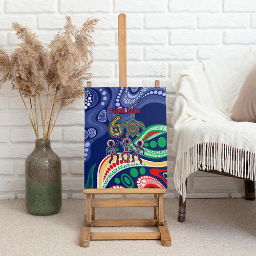 Personalized 60th Birthday Aboriginal Art Canvas Wall Art Indigenous Sea Turtle Dot Painting Cultural Dancing