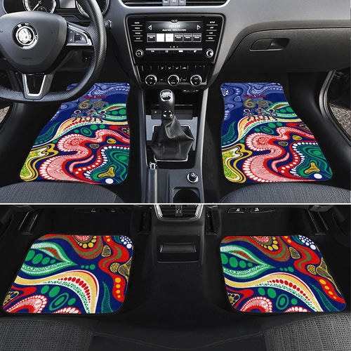 Personalized 60th Birthday Aboriginal Art Car Mats Indigenous Sea Turtle Dot Painting Cultural Dancing
