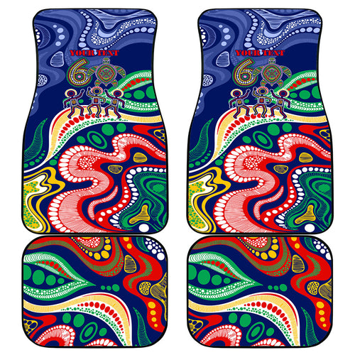 Personalized 60th Birthday Aboriginal Art Car Mats Indigenous Sea Turtle Dot Painting Cultural Dancing