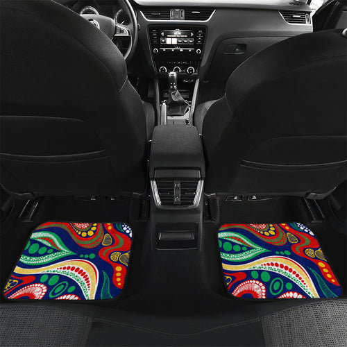 Personalized 60th Birthday Aboriginal Art Car Mats Indigenous Sea Turtle Dot Painting Cultural Dancing