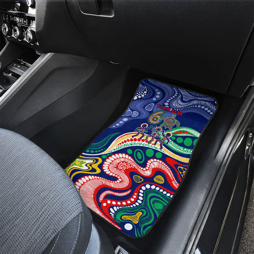 Personalized 60th Birthday Aboriginal Art Car Mats Indigenous Sea Turtle Dot Painting Cultural Dancing