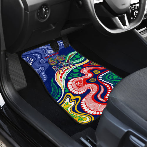 Personalized 60th Birthday Aboriginal Art Car Mats Indigenous Sea Turtle Dot Painting Cultural Dancing