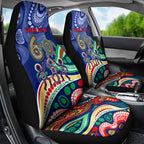 Personalized 60th Birthday Aboriginal Art Car Seat Cover Indigenous Sea Turtle Dot Painting Cultural Dancing