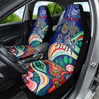 Personalized 60th Birthday Aboriginal Art Car Seat Cover Indigenous Sea Turtle Dot Painting Cultural Dancing