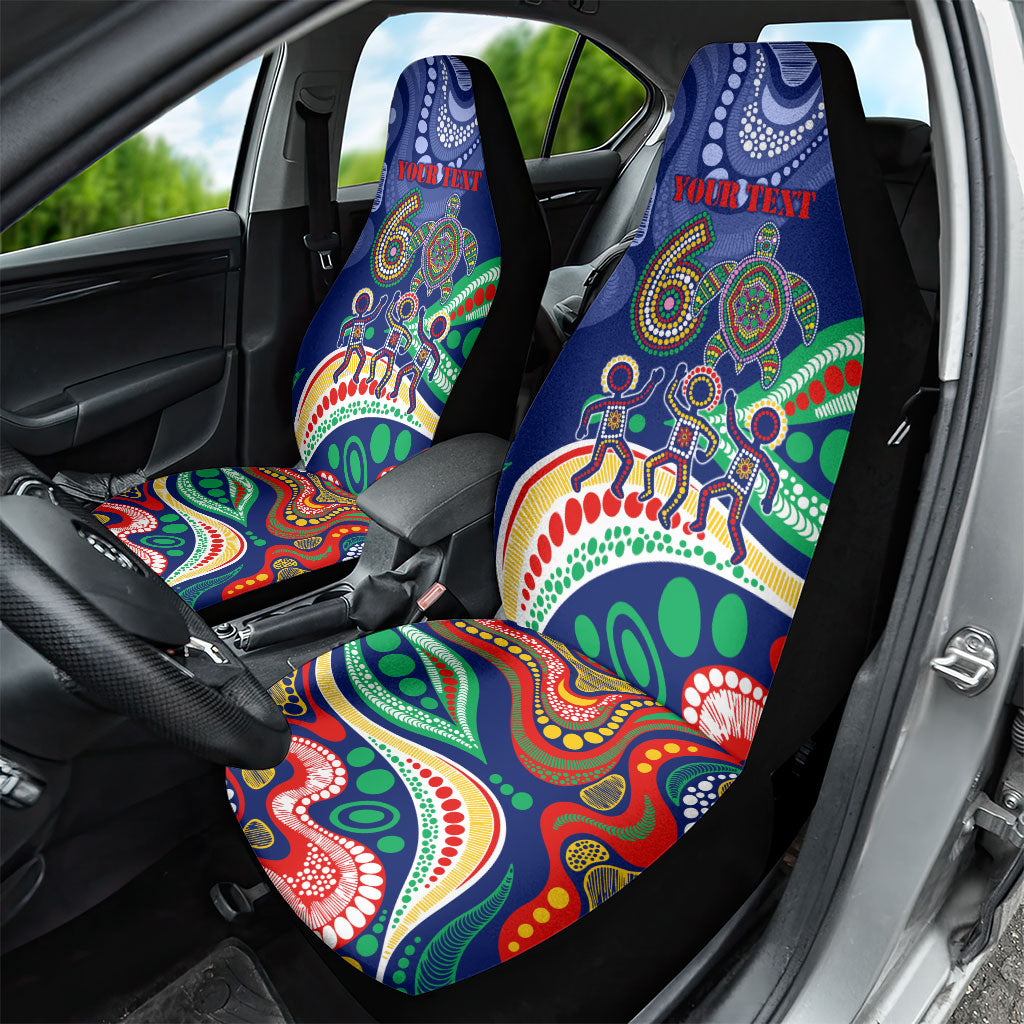 Personalized 60th Birthday Aboriginal Art Car Seat Cover Indigenous Sea Turtle Dot Painting Cultural Dancing