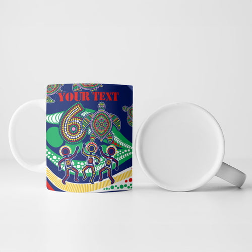 Personalized 60th Birthday Aboriginal Art Ceramic Mug Indigenous Sea Turtle Dot Painting Cultural Dancing