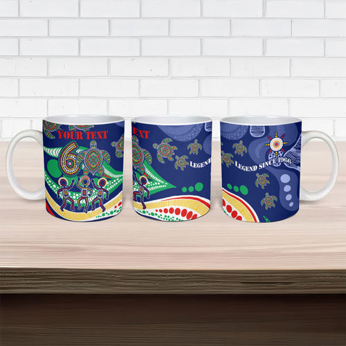 Personalized 60th Birthday Aboriginal Art Ceramic Mug Indigenous Sea Turtle Dot Painting Cultural Dancing