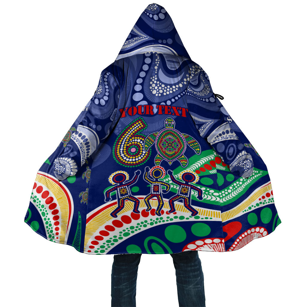 Personalized 60th Birthday Aboriginal Art Cloak Indigenous Sea Turtle Dot Painting Cultural Dancing