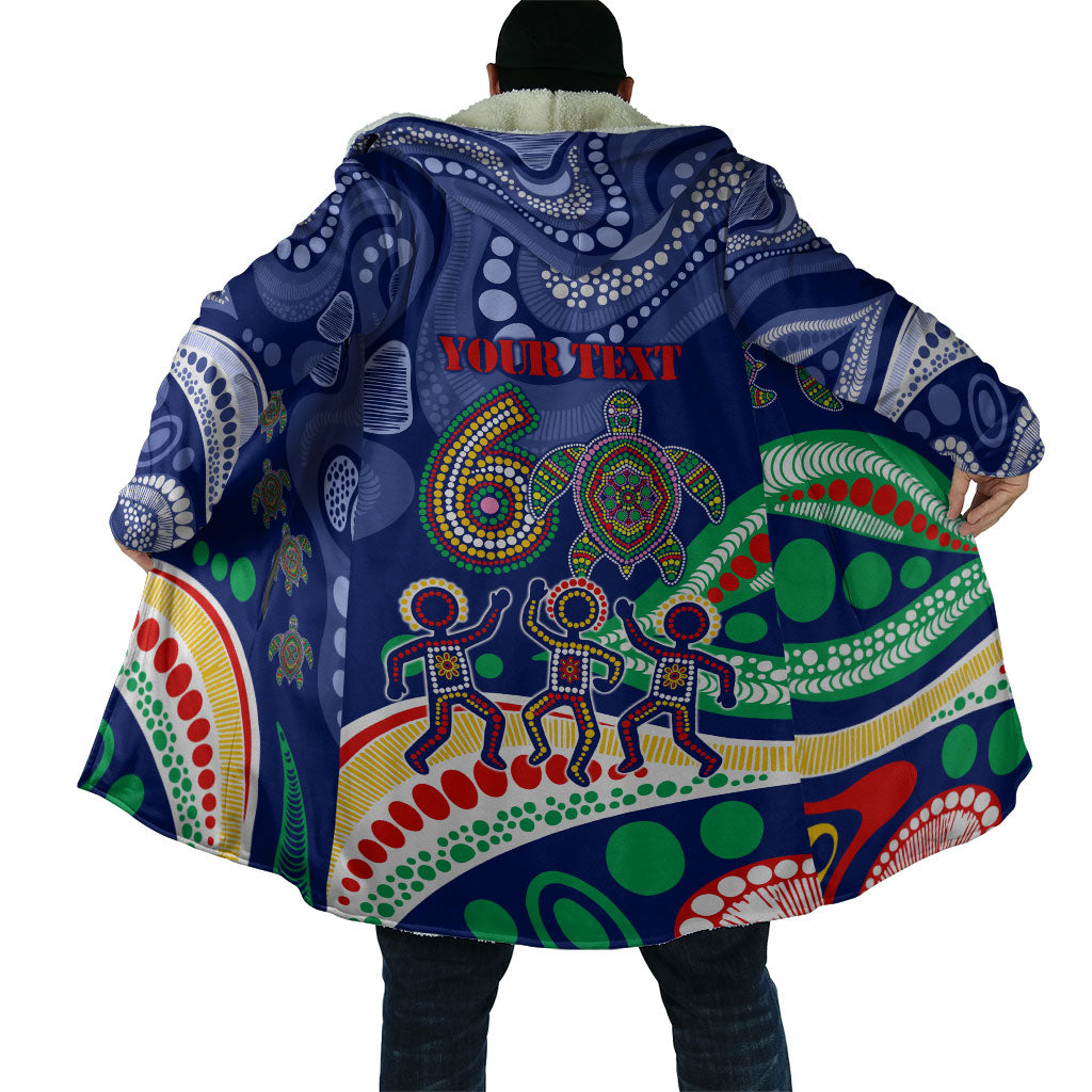 Personalized 60th Birthday Aboriginal Art Cloak Indigenous Sea Turtle Dot Painting Cultural Dancing