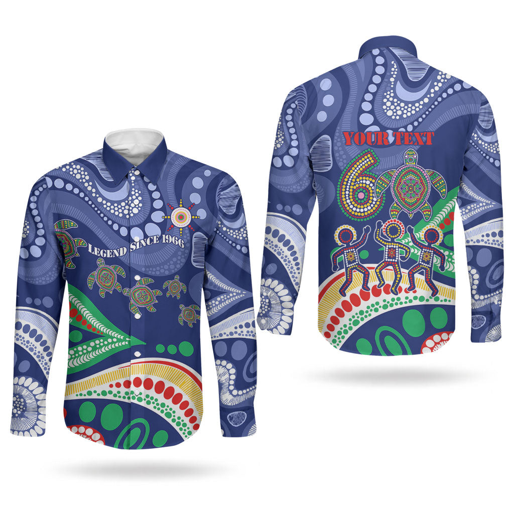 Personalized 60th Birthday Aboriginal Art Couples Matching Mermaid Dress and Long Sleeve Button Shirt Indigenous Sea Turtle Dot Painting Cultural Dancing