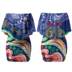 Personalized 60th Birthday Aboriginal Art Couples Matching Off Shoulder Short Dress and Hawaiian Shirt Indigenous Sea Turtle Dot Painting Cultural Dancing