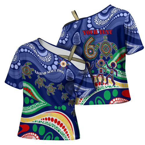 Personalized 60th Birthday Aboriginal Art Cross Shoulder Shirt Indigenous Sea Turtle Dot Painting Cultural Dancing