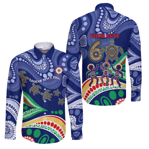 Personalized 60th Birthday Aboriginal Art Family Matching Off Shoulder Maxi Dress and Hawaiian Shirt Indigenous Sea Turtle Dot Painting Cultural Dancing