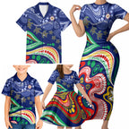 Personalized 60th Birthday Aboriginal Art Family Matching Short Sleeve Bodycon Dress and Hawaiian Shirt Indigenous Sea Turtle Dot Painting Cultural Dancing