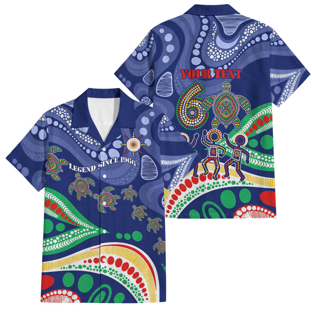 Personalized 60th Birthday Aboriginal Art Family Matching Short Sleeve Bodycon Dress and Hawaiian Shirt Indigenous Sea Turtle Dot Painting Cultural Dancing