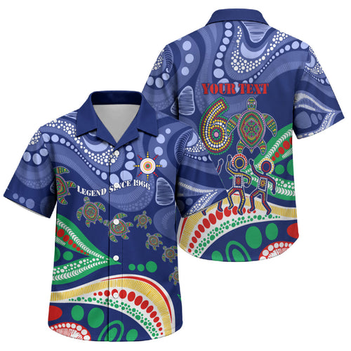 Personalized 60th Birthday Aboriginal Art Family Matching Short Sleeve Bodycon Dress and Hawaiian Shirt Indigenous Sea Turtle Dot Painting Cultural Dancing